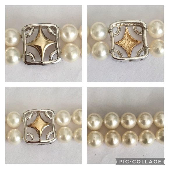 Vintage Sterling Silver White Pearl Bracelet Ross & Simons Estate Double Strand - Picture 14 of 16